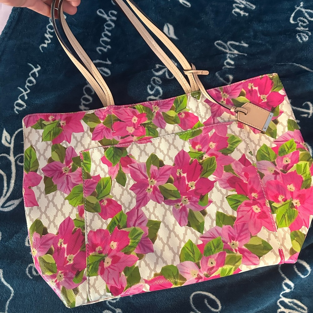 Kate Spade Pink and Green Floral Tote